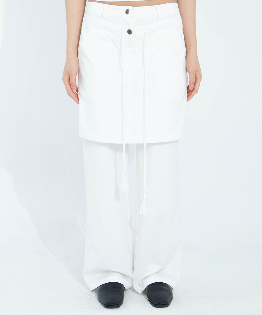CHICKS Double Layered High-Waisted Long Pants White