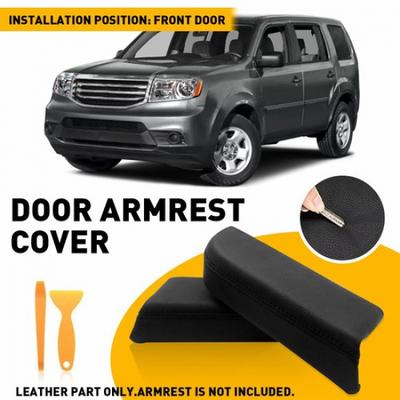 Front Door Panel Armrest Cover Synthetic Leather for Honda Pilot 2009-2015 Black