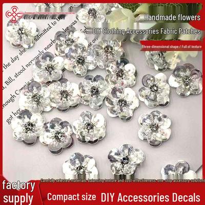 Handmade Sequin Flower 3D Transparent Beaded Hair and Hat Accessories DIY String