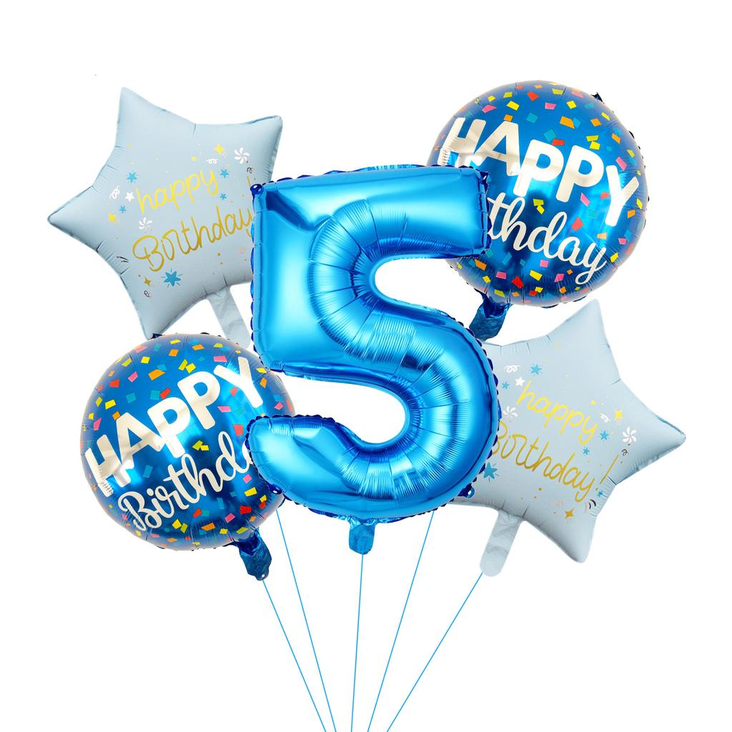 32 Inch Blue Digital Aluminum Film Balloon Set Birthday Party Decoration Atmosphere Balloon Scene Arrangement