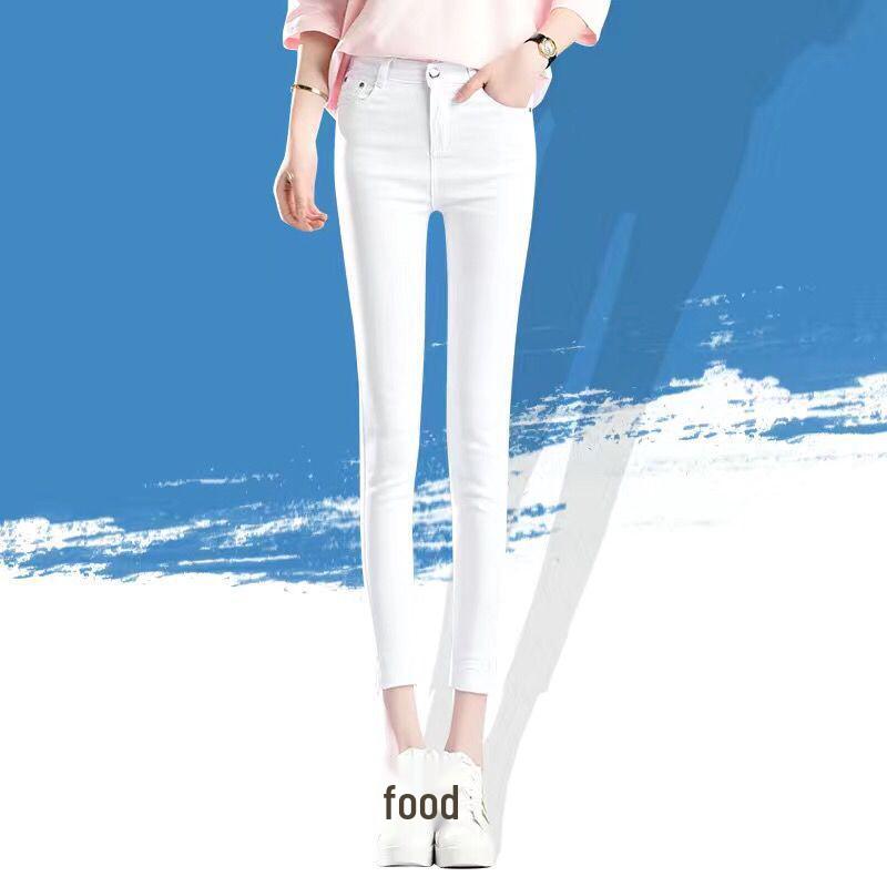 Women s High Waist Skinny Stretch White Denim Pants with Velvet Lining for Autumn and Winter 30
