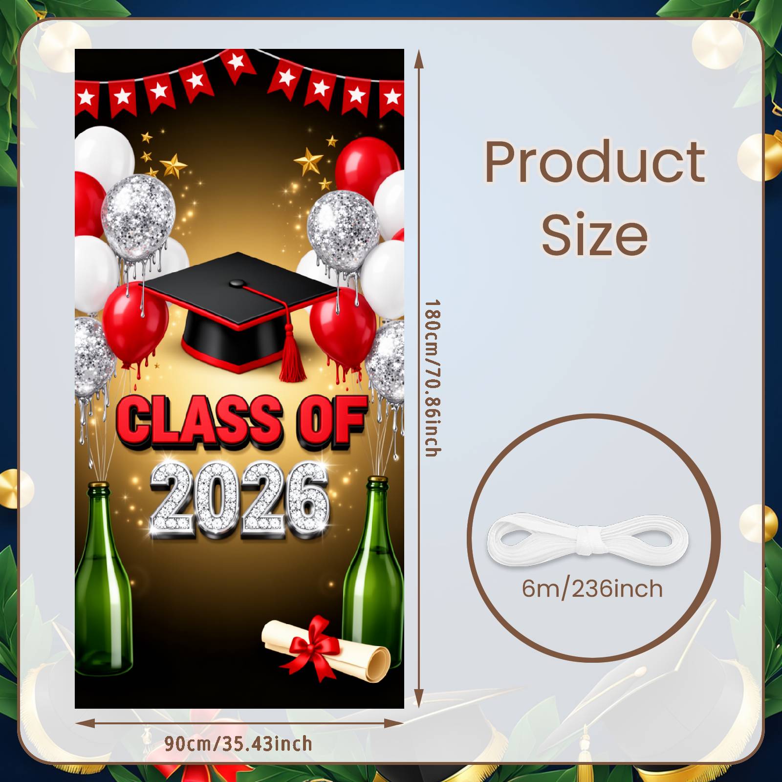 Class Of 2026 Backdrop Drip Decor Graduation Display Class Of 2026 Banner Champagne Bottles Graduation Ceremony Backdrop