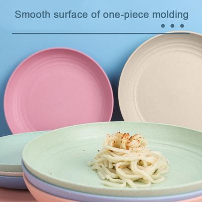 4 Color Reusable Dinner Plate Microwave And Dishwasher-Safe Wheat Straw Board Kitchen Non-Breakable Children'S Tableware