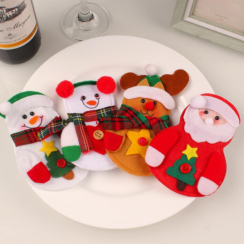 Christmas Decoration Mouth Dining Table Decoration Santa Claus Knife And Fork Set Home Cutlery Set Non-Woven Christmas Snowman Knife