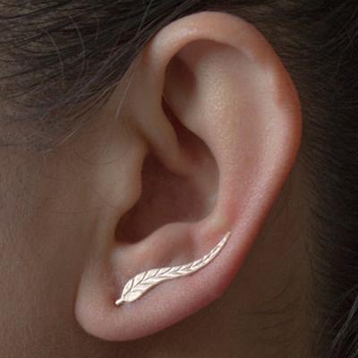2025 Kolczyki ze Złotego Liścia w Stylu Vintage Nowoczesne Piękne Kolczyki w Kształcie Pióra Dla Kobiet Brincos Bijoux