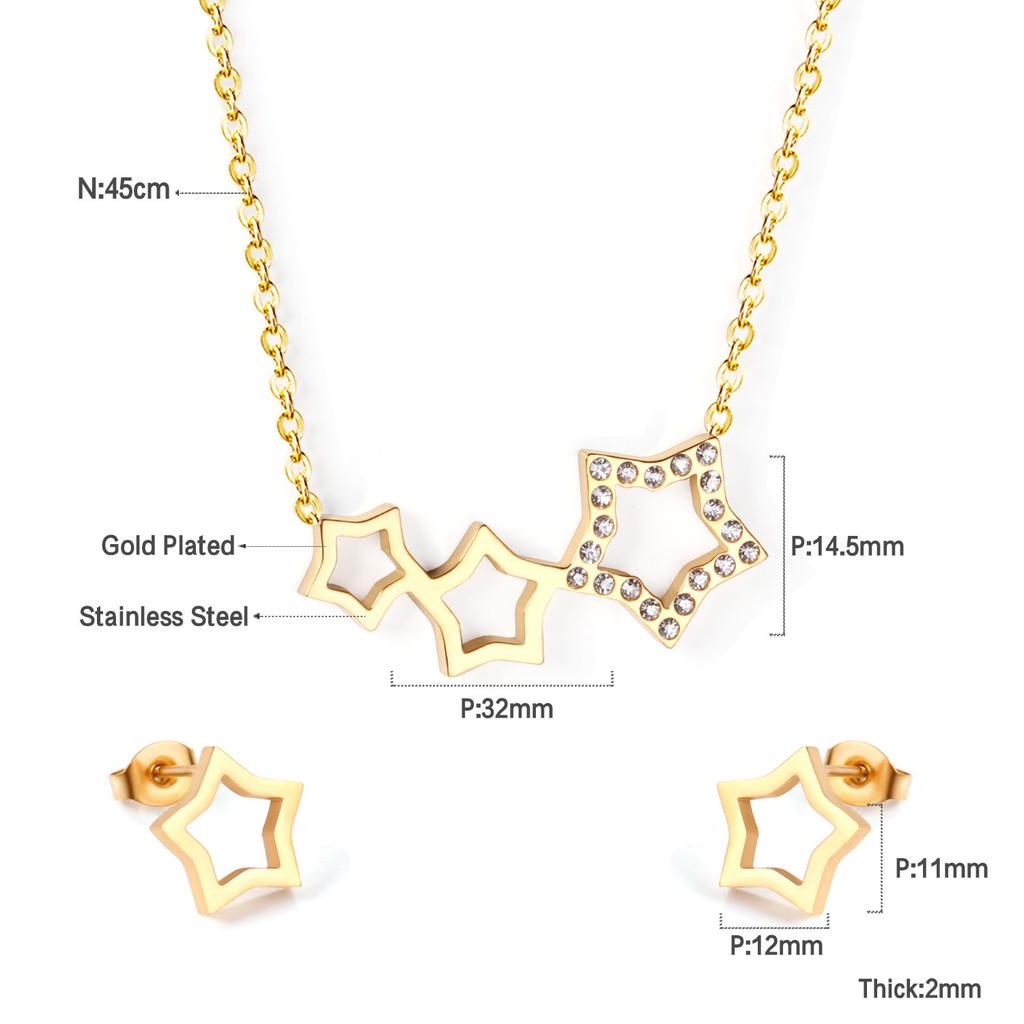 Elegant Gold Earrings And Necklace Set Delicate Women's Jewelry Collection