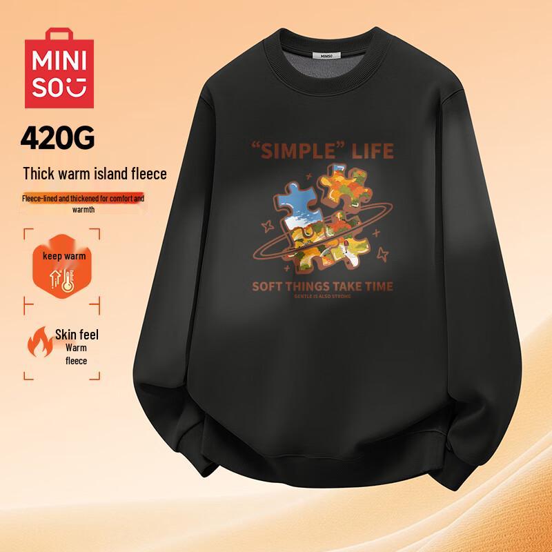 

MINISO Men s Warm Heavyweight Fleece Pullover Sweatshirt L