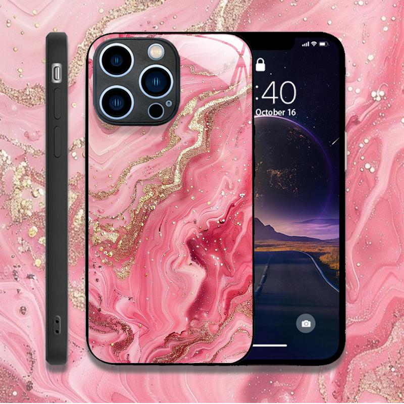 Fashion Colorful Marble Phone Case for IPhone 11 12 13 14 15 16 Pro Max Mini X XR XS 7 8Plus SE2 Shockproof Tempered Glass Cases