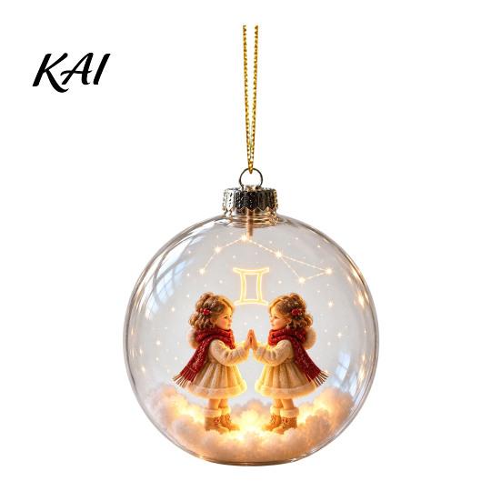 Decorative Animal Ornaments Zodiac Christmas Ornament, Twelve Sign Hanging Decoration, 2D Acrylic Thoughtful Gifts for Horoscope Pendant Xmas