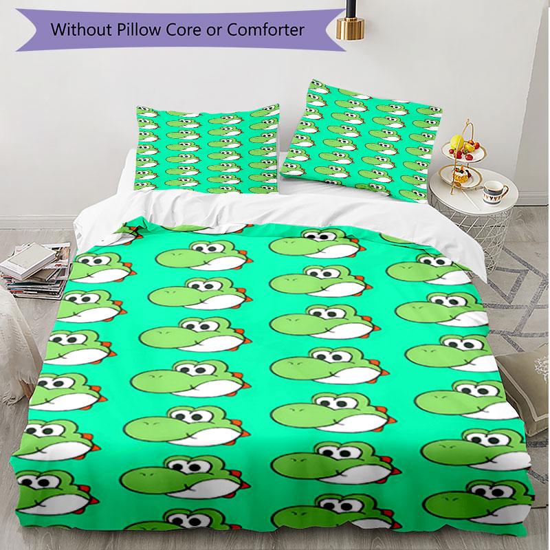 3pcs Duvet Cover Set (1*Duvet Cover + 2*Pillowcase, Without Core), Yoshi Print Soft All‑Season Bedding Set, Home Bedroom Decor Gift