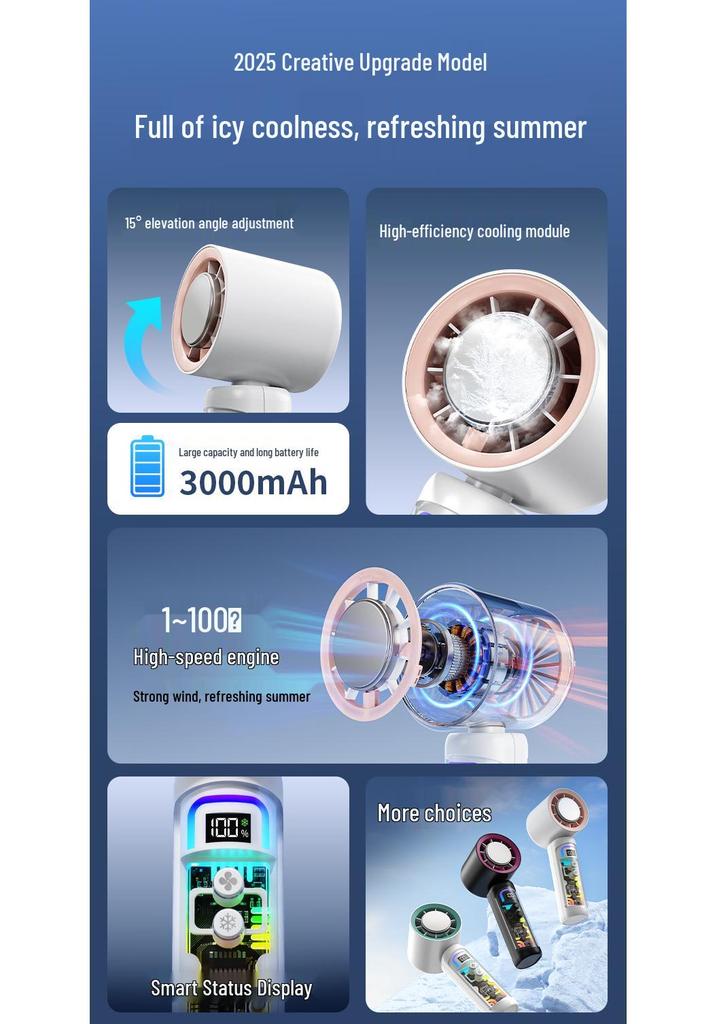 Portable Smart Handheld Semiconductor Cooling Fan with Digital Display
