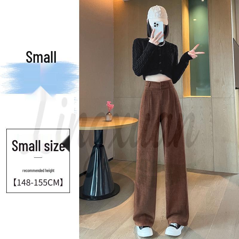 

Petite Women s Soft Chenille Straight-Leg Pants - European Cotton Velvet, Casual White for Spring & Autumn Medium