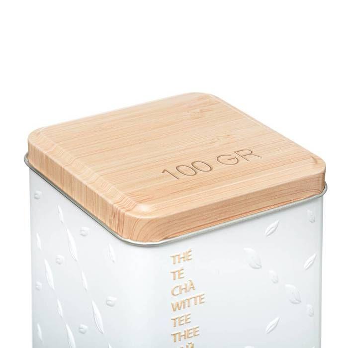 5five - boîte à thé vrac métal "scandinave nature" blanc