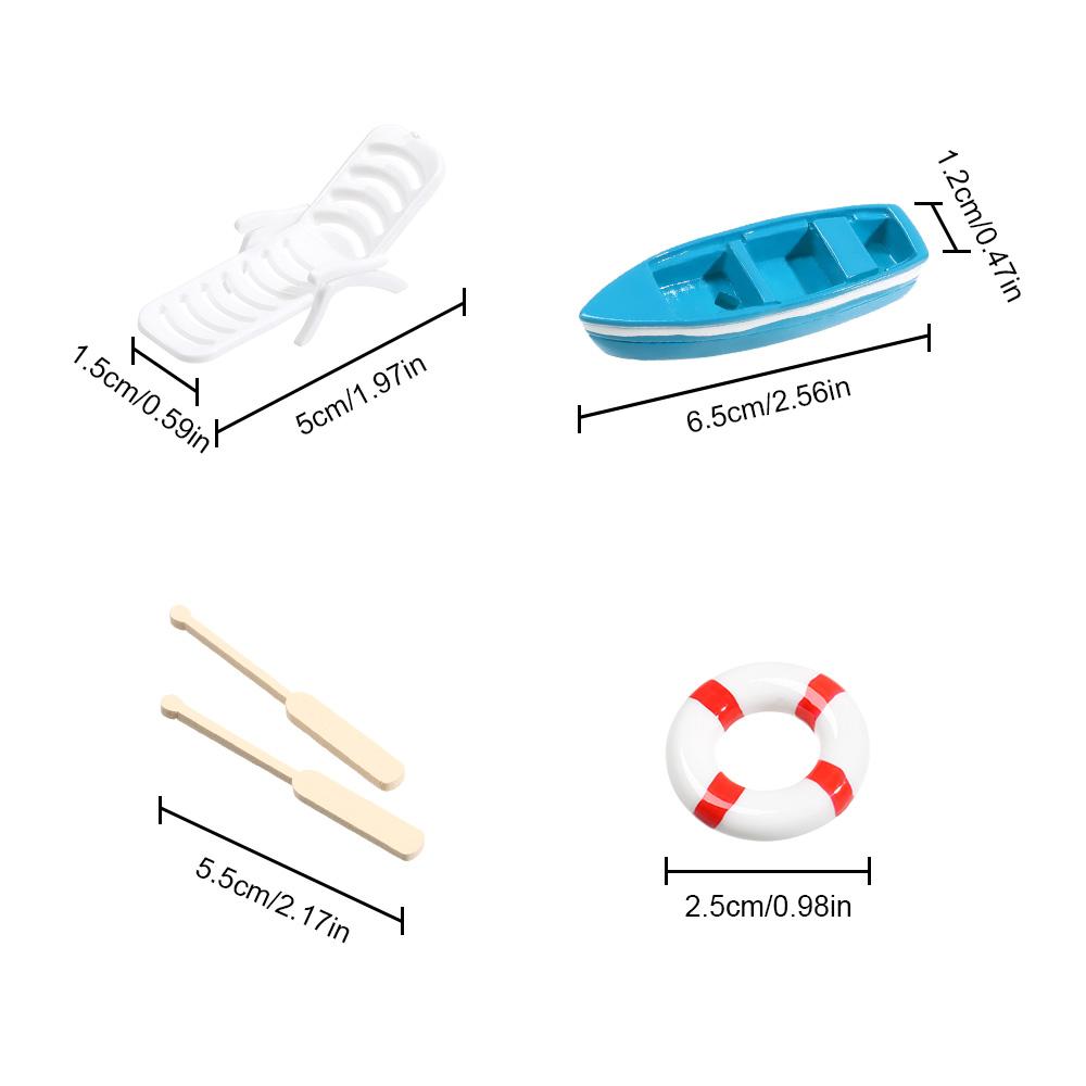 1 st Mini Paddelbåt Strandstol Havsutsikt Ornament Mikrolandskap DIY Heminredning Älfträdgård Miniatyr Dockhus Tillbehör