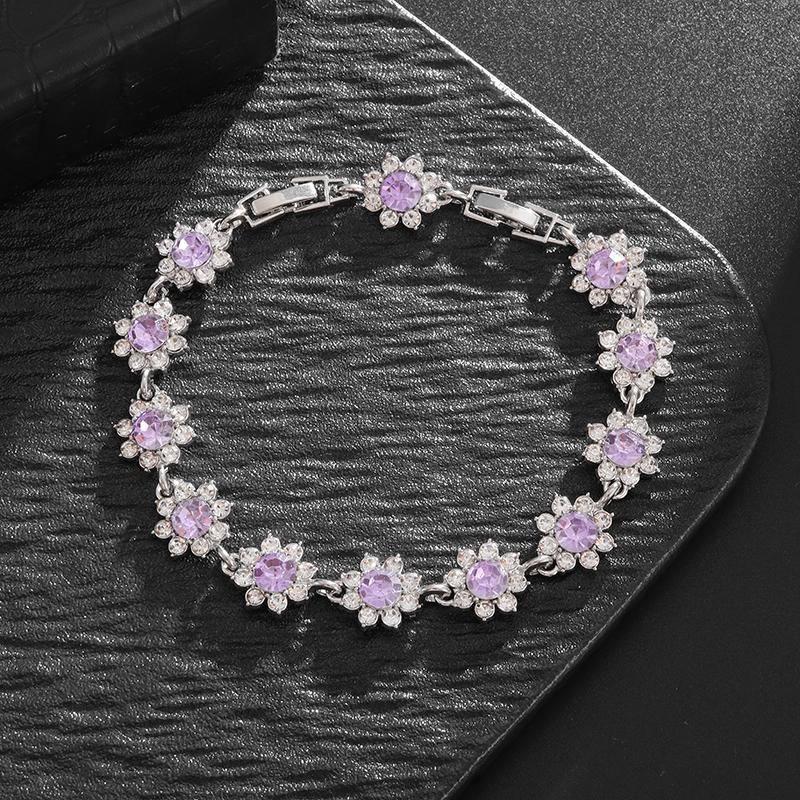 Fashionable and Exquisite Shiny Zircon Sunflower Bracelet Women's Trendy Dinner Party Jewelry Girls Gift