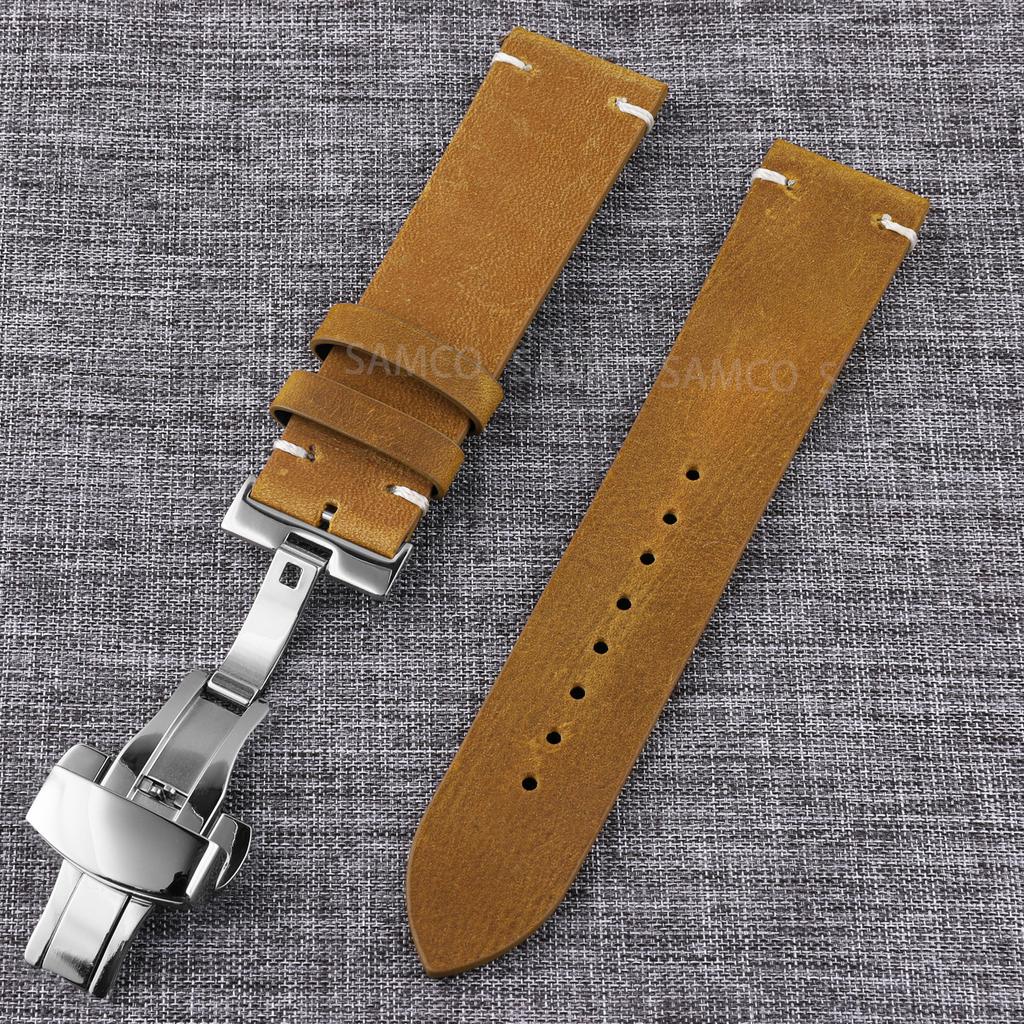 Genuine Leather Watch Bands , Vintage Top Grain Leather Watch Straps 18mm, 19mm, 20mm, 21mm, 22mm, 24mm for Seiko Citizen Orient