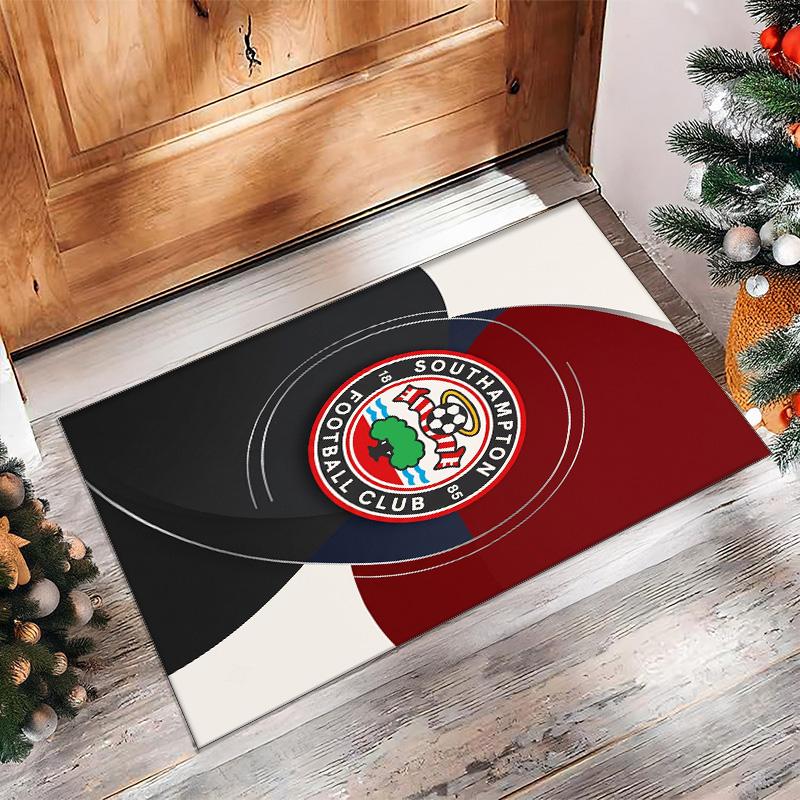 Southampton Football Print Crystal Velvet Rug, Comfortable Water Absorbent Non Slip Indoor Floor Carpet