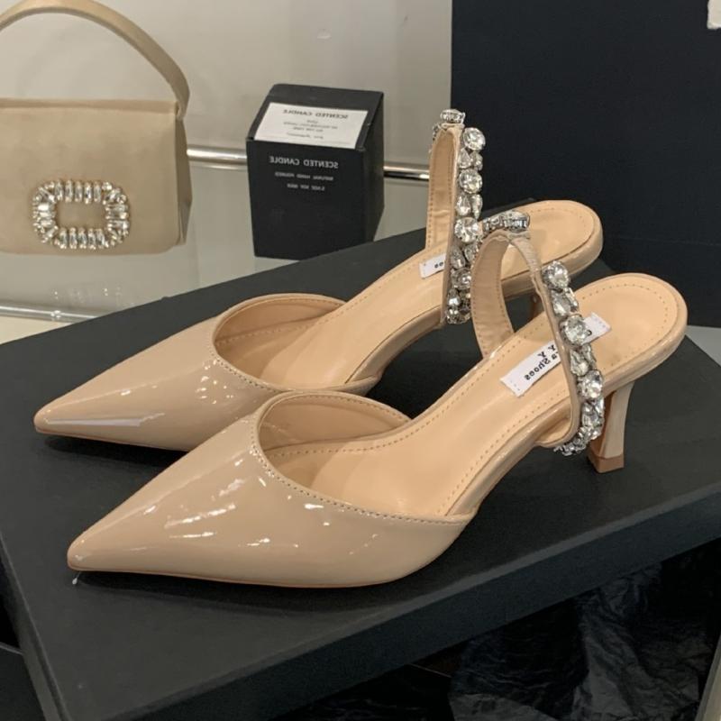 Fashion Luxury Rhinestone Slingback Pumps Women Fashion Pointy Toe Thin Heel Brand Designer Shoes Comfortable Elegant Party Dress Shoes