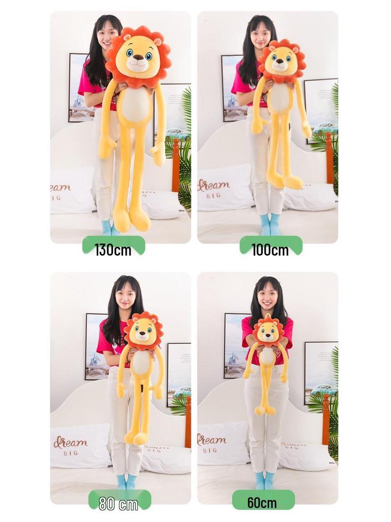 Long-Legged Forest Animal Plush Toy - Lion, Tiger, Monkey Pillow & Stuffed Doll Gift for Girls