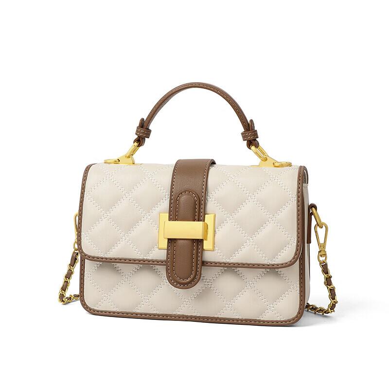 YUYULA Crossbody Bag, Leather Handbag, Chain Bag, White