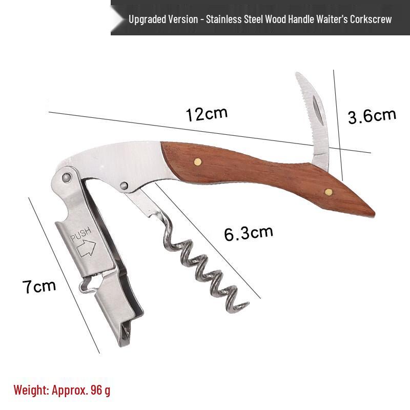 Pearwood Handle Stainless Steel Waiter s Corkscrew Set