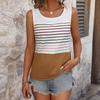 Yiyi 2025 Women's Summer Striped Color Block Sleeveless Casual Vest