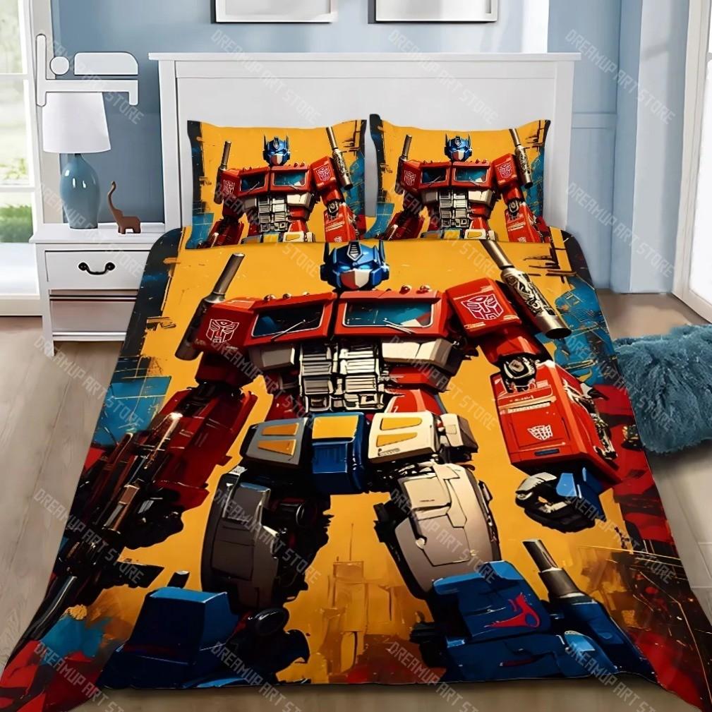 Cartoon T-Transformers Bedding Set for Children Adult Gift Robot Duvet Cover Pillowcase Single Double Large Size