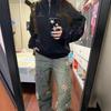 Women's Plus Size Orchid Drawstring Straight-Leg Jeans: Loose, Casual Spring Pants with American Diamond Detail.
