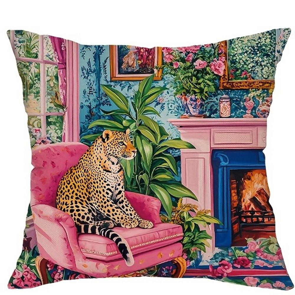 Leopard Flower Flamingo Pattern Printing Pillowcase Home Room Decoration Pillow Cover Living Room Sofa Cushion Cover