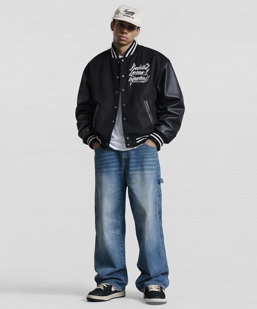 Cream Soda Lab Crsdel Logo Varsity Jacket Black