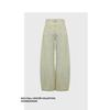 Forever 21 American Retro Blue Wide-Leg Loose Fit Curved Jeans with Pearl Embellishments, Distressed Denim, 2026 Summer New Model