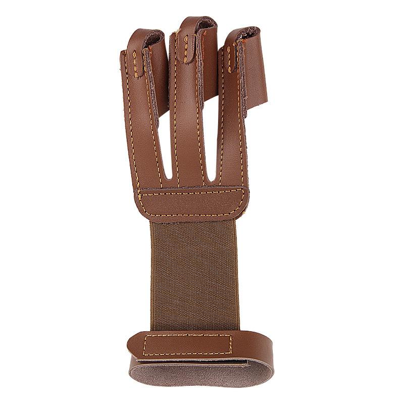 Justerbara Bågskytte Tre Fingerhandskar Recurve Båge Skyddshandskar Kohudsläderhandskar Ärm Fingerskydd För Skytte