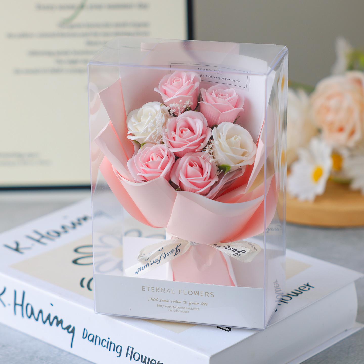 

Handmade Rose Soap Fragrant Soap Flower Bouquet Mini Rose Bouquet Eco-Friendly Artificial Roses For Women S Day Gifts For Loved светло-розовый