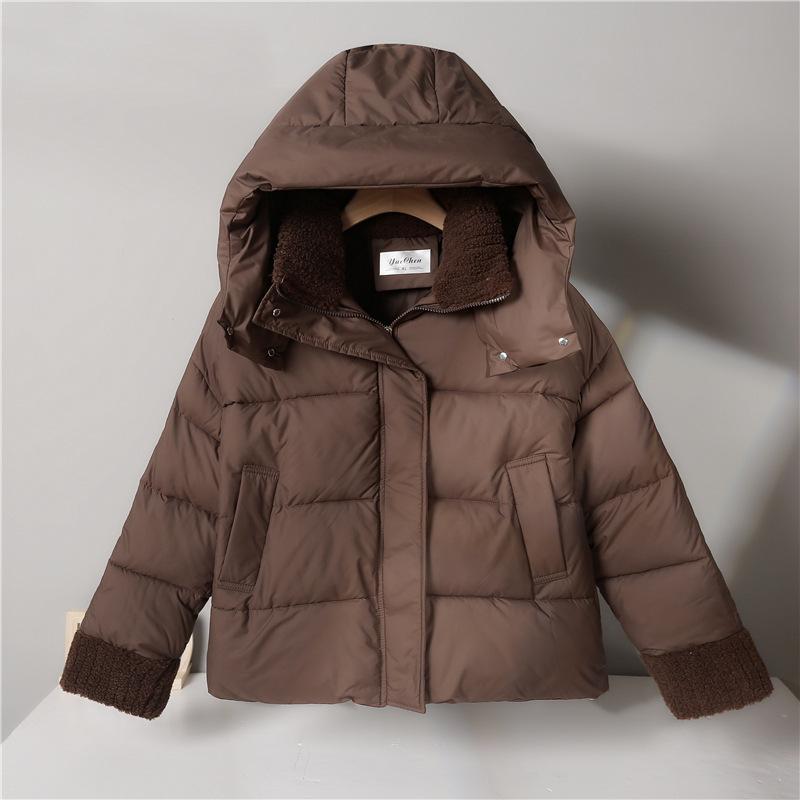 

Ветроустойчивая мода с капюшоном утолщенная хлопковая одежда женская зимняя новая плюшевая свободная одежда из хлопка пальто женское XXL темно-коричневого