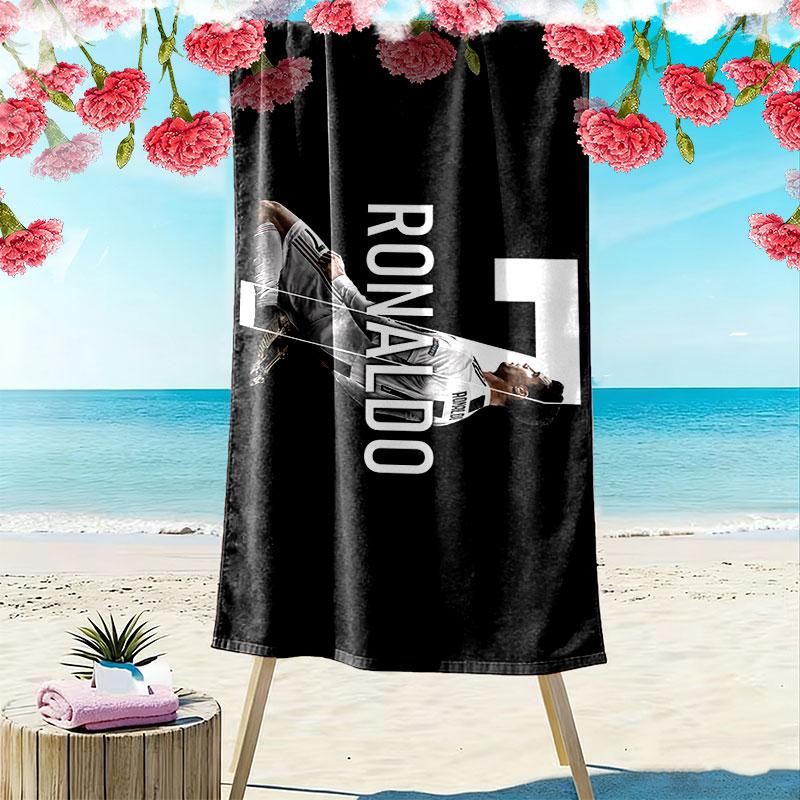 Cristiano Ronaldo Print Strandtuch, Großes Weiches Schnelltrocknendes Handtuch für Strand Camping Schwimmen