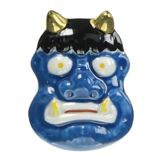 Mino Ware Fun Chopstick Rest Series - Blue Oni Chopstick Rest W30162, Porcelain, Microwave & Dishwasher Safe