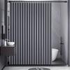 Gray Foldable High-Temperature Resistant Polyester Bathroom Partition Curtain with Hole Hook - Wave Style, Machine Washable,Bathroom Decor