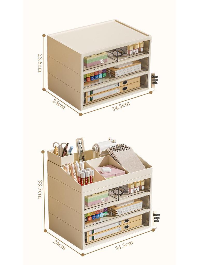Desktop Storage Box with Drawer – Dustproof, Transparent Organizer for Dorm Desk and Office Stationery/Books/Documents