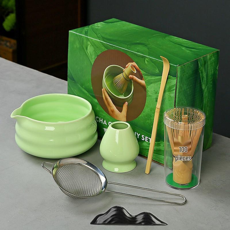 Japanese Ceramic Matcha Bowl Set with Bamboo Chasen Whisk – Perfect for Song Dynasty Tea Ceremony