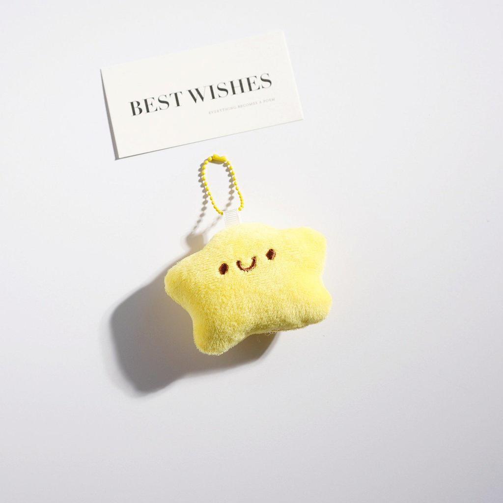 Yellow Cartoon Star Plush Keychain: Cute Gift for Couples & Friends