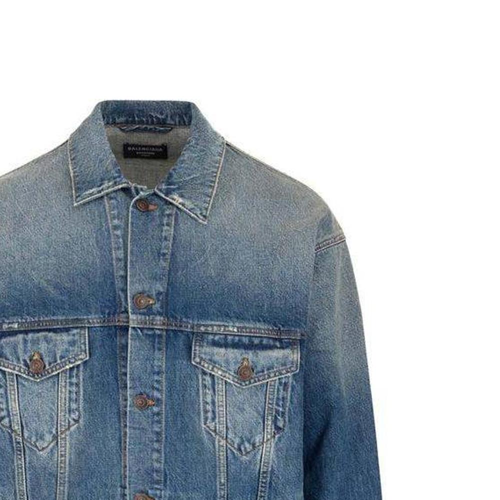 Balenciaga FW22 Denim Jacket Men's Regular Fit Blue 697781TBP484455