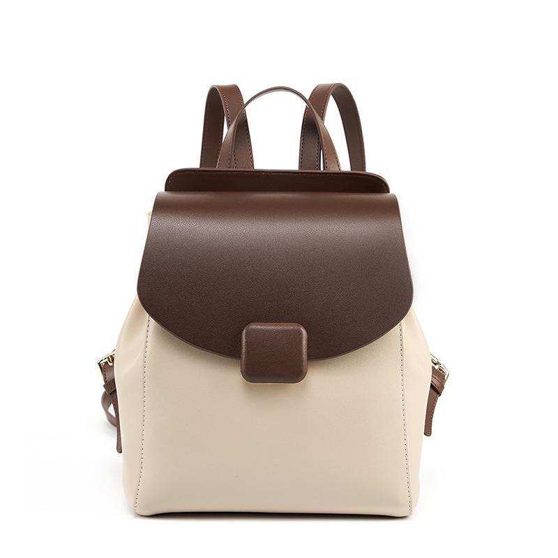 

Women s Small Backpack Split Leather Preppy Style бежевый