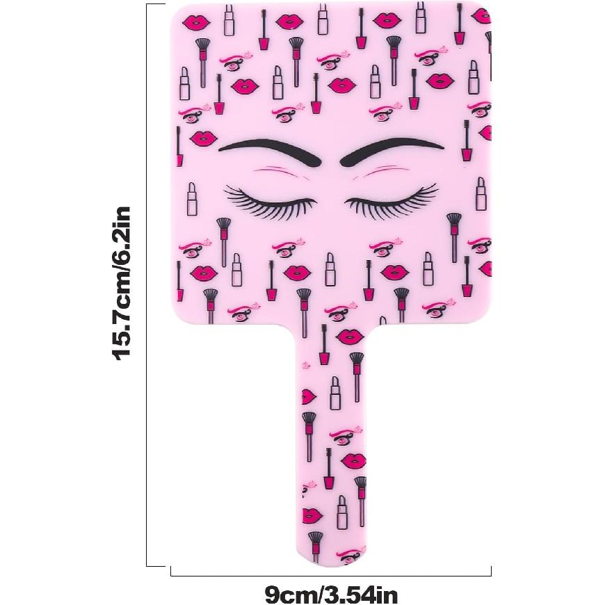 1pcs Square Hand Held Eyelash Mirror Makeup Lash Hand Mirror for Cosmetics Portable Makeup Mirror(Light Pink)