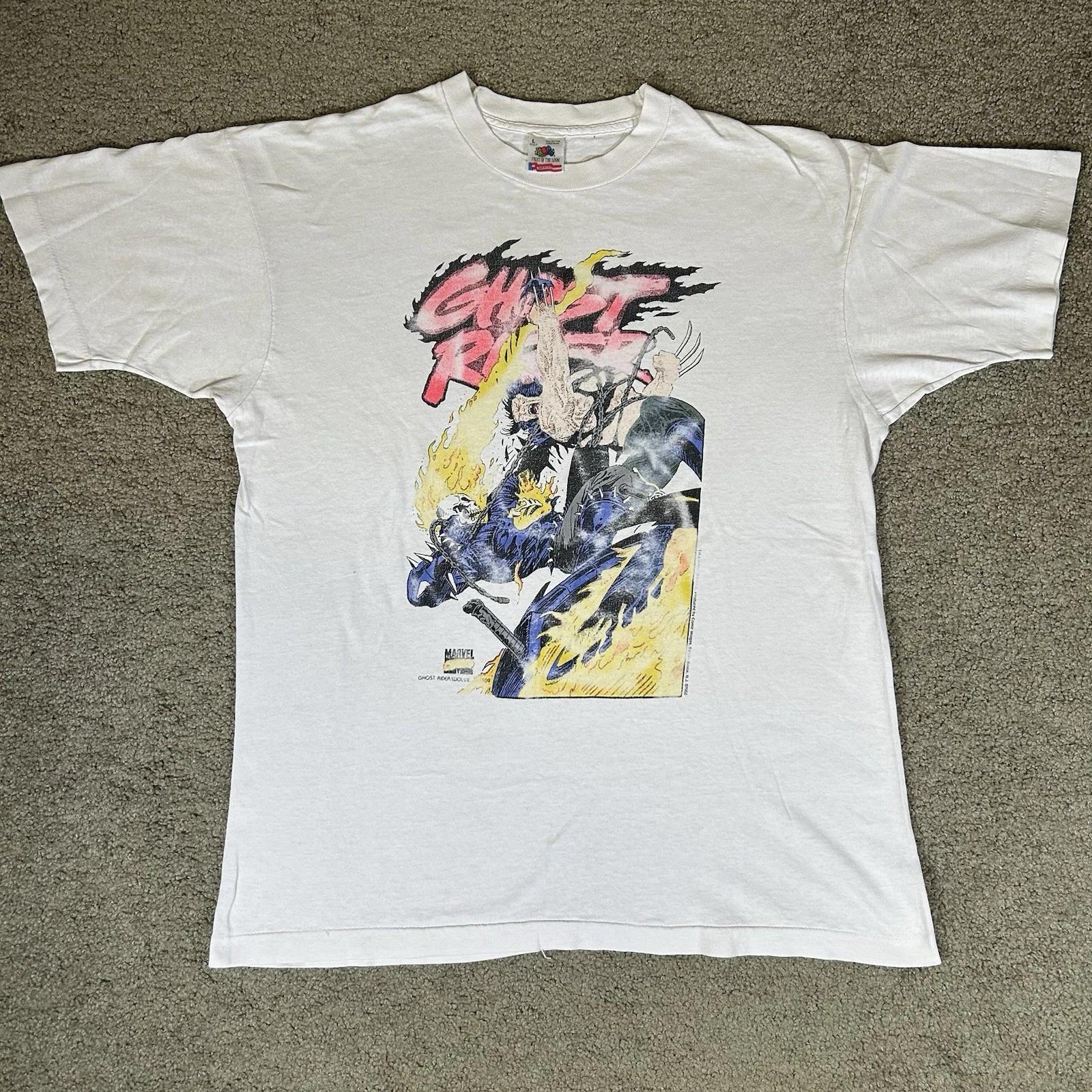 Vintage 1992 Ghost Rider Vs Wolverine Comic Images Marvel T-shirt Size Large Tee L