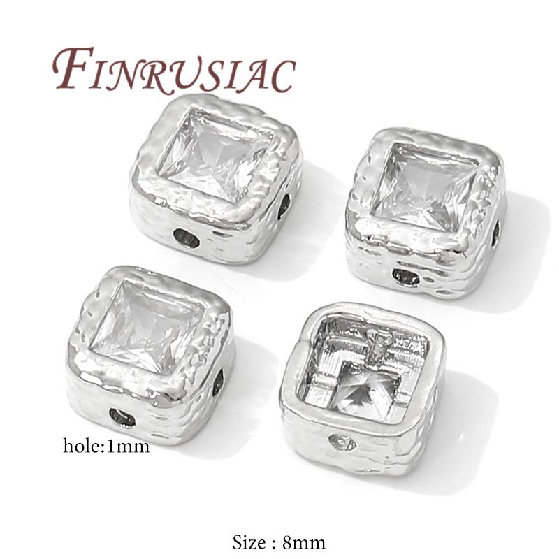 

8mm 18K Gold Plated Square Spacer Bead For Jewelry Making,Zircon Bead For Bracelets,Separators For Beads,DIY Beading Accessories 2 pieces