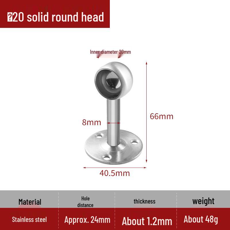 Stainless Steel Round Flange Base Wardrobe Clothes Rail Holder and Towel Rack Fixing Accessories.