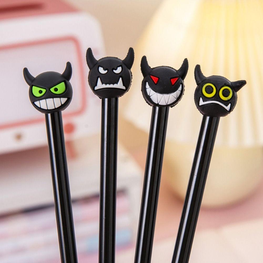 

5 Pcs Cartoon Ghost Head Gel Pen Black Ink Writing Pens Holiday Gifts Halloween Neutral Pen Kids
