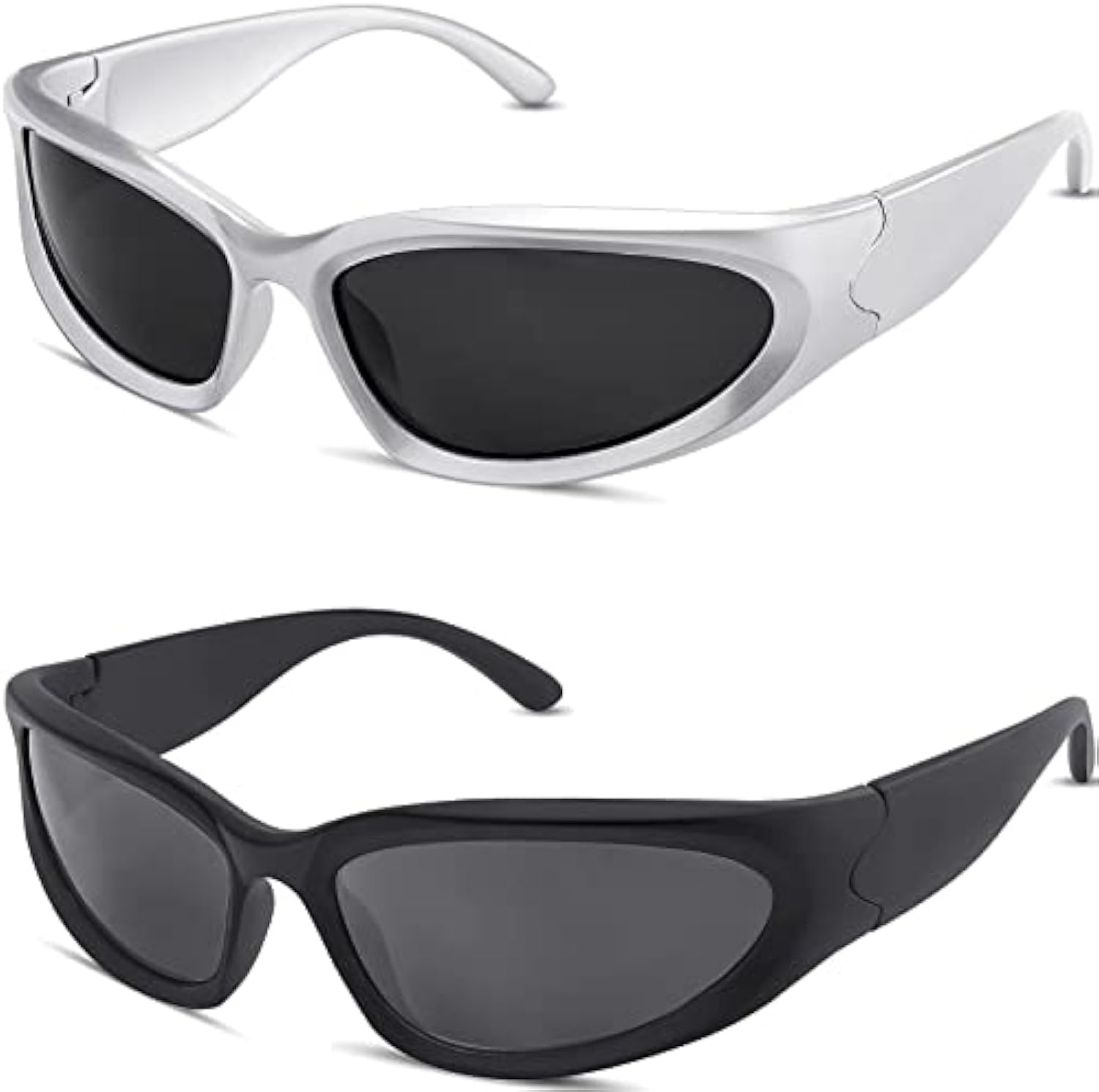 Attractive Glasses Men's Matte Black Y2k Punk Polarized Sunglasses Wrap Around Wo's Sunglasses Fashion Sport Shades Sun Glasses Cm