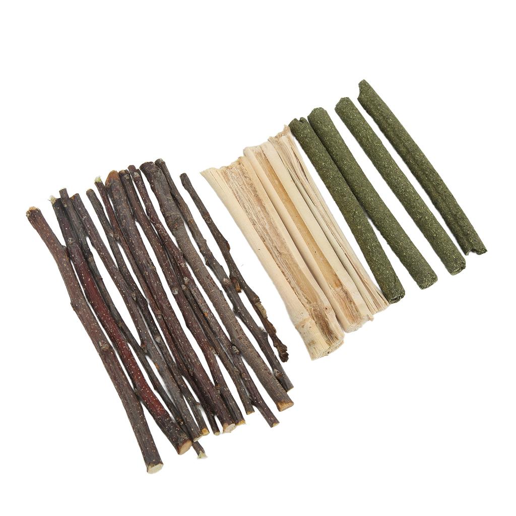 Hamster Chew Toy Set Safe Non Toxic Apple Branch Grass Stick Sweet Bamboo Mixed Molar Sticks