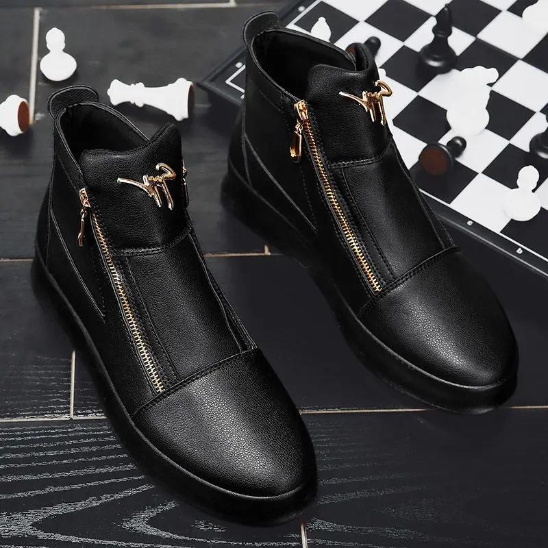 Male Shoes Leather Waterproof Trendy 2025 Men's Boots Platform Fashion Footwear Non Slip Size 44 Hot Selling Y2k In Promotion 45